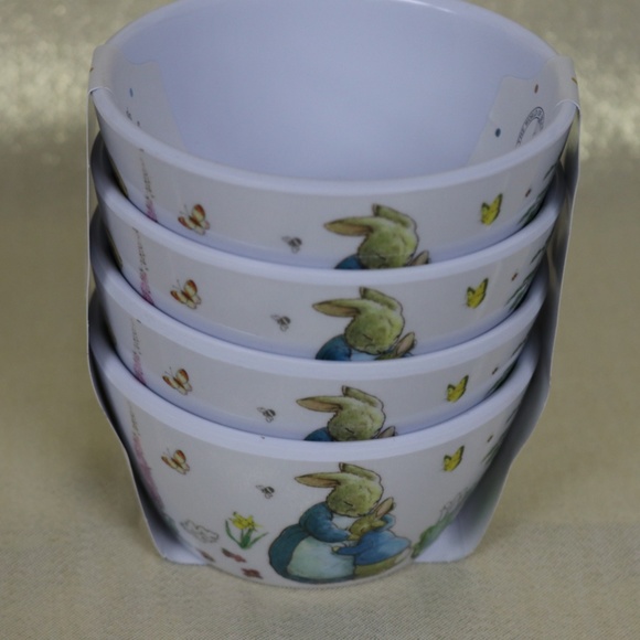 BEATRIX POTTER PETER BUNNY RABBIT EASTER SPRING MELAMINE APPETIZER BOWLS-NEW-S/4 - Picture 1 of 8